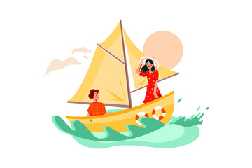 Sailing. Outdoor Activities Illustration concept