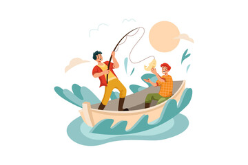 Fishing. Outdoor Activities Illustration concept