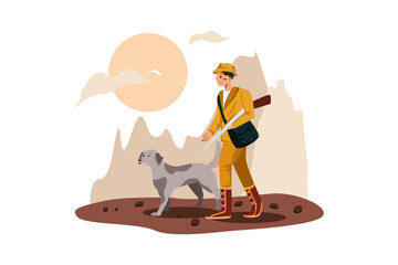 Hunting animals. Outdoor Activities Illustration concept