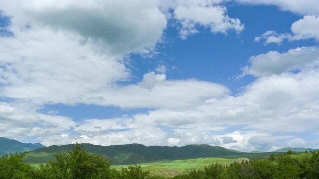 View from the Alatau mountain. Tekeli, Almaty region, Kazakhstan. Timelapse.