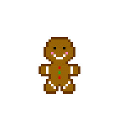 Pixel of cute gingerbread. Vector illustration of a cross stitch pattern.