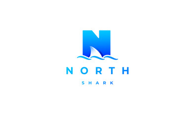 Shark Logo initial N Design Vector Template