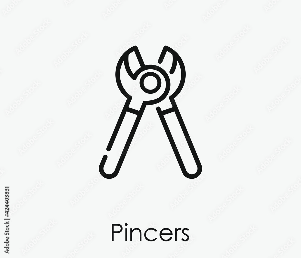 Poster pincers vector icon. editable stroke. linear style sign for use on web design and mobile apps, logo.