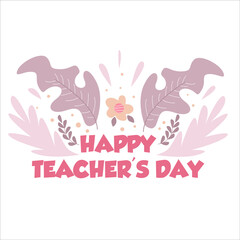 Fototapeta na wymiar Happy Teacher Day Character Flat Cartoon Vector Template Design Illustration