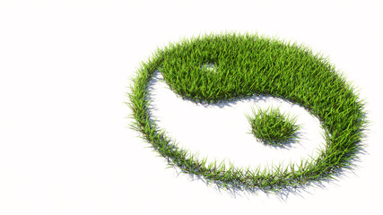 Obraz na płótnie Canvas Concept or conceptual green summer lawn grass isolated on white background, sign of chinese symbol of Yin-Yang, opposing and complementary. 3d illustration metaphor for taoism, meditation and balance