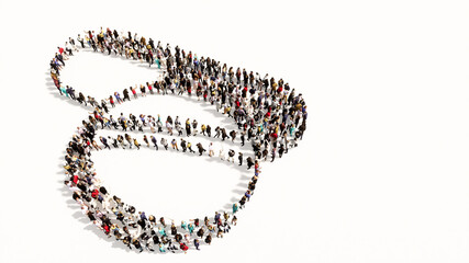 Concept or conceptual large gathering  of people forming an image of medicine pills on white background. A 3d illustration metaphor for medicine, healthcare, pharmaceutical industry
