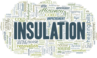 Insulation vector illustration word cloud isolated on a white background.