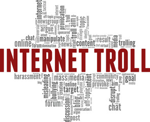 Internet Troll vector illustration word cloud isolated on a white background.