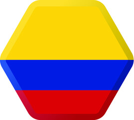 Fototapeta premium Flag of Colombia hexagonal icon with smoothed corners, shadows and lights