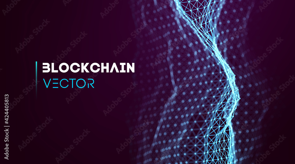 Poster blockchain technology background. cryptocurrency fintech block chain network and programming concept