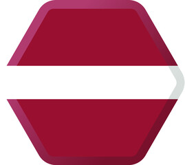 Flag of  Latvia hexagonal icon with smoothed corners, shadows and lights