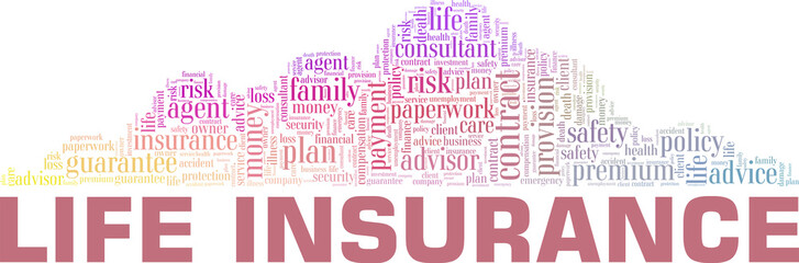 Life insurance vector illustration word cloud isolated on a white background.