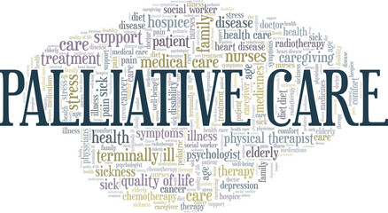 Palliative care vector illustration word cloud isolated on a white background.
