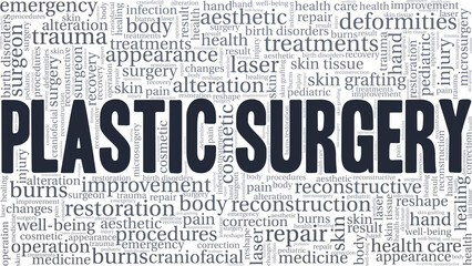 Plastic surgery vector illustration word cloud isolated on a white background.