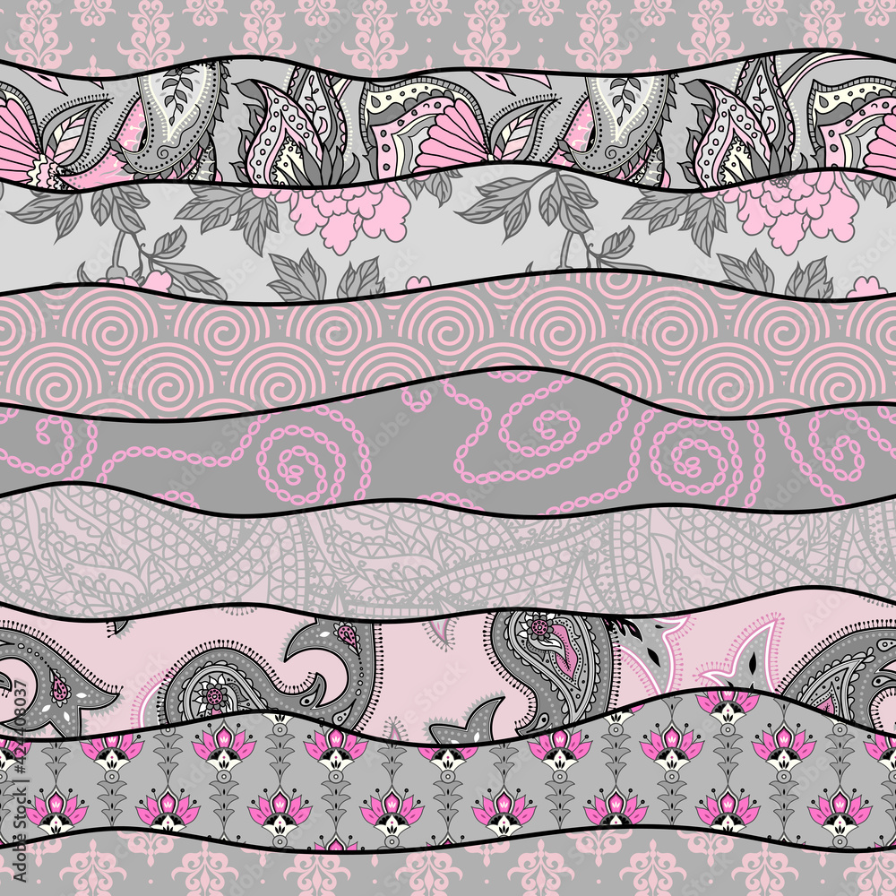 Poster patchwork textile pattern. seamless quilting design background.