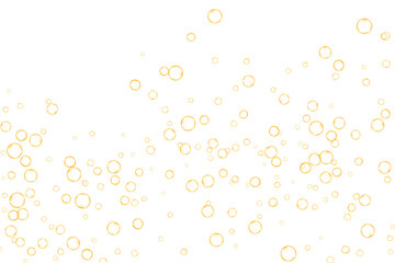 Golden air Bubbles, oxygen, champagne crystal clear isolated on white background modern design. Vector illustration of EPS 10.