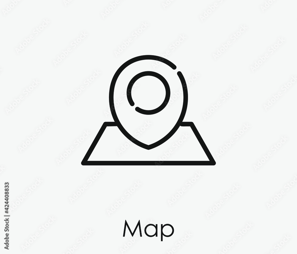 Poster map vector icon. editable stroke. symbol in line art style for design, presentation, website or apps