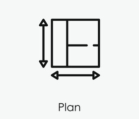 Plan vector icon.  Editable stroke. Linear style sign for use on web design and mobile apps, logo. Symbol illustration. Pixel vector graphics - Vector