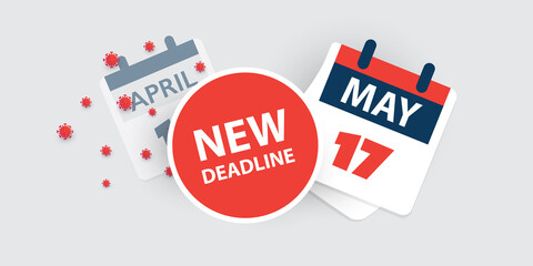 Tax Day Reminder Concept - Calendar Design Template - USA Tax Deadline, New Extended Date for IRS Federal Income Tax Returns: 17 May 2021