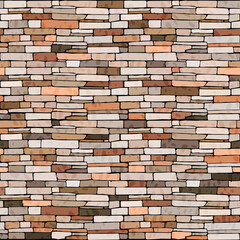 brick wall seamless pattern, building facade texture with masonry, vector colorful bricks, stone textured surface