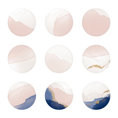 Instagram social media highlight icons or web buttons. abstract minimal nude pink rose blush navy...