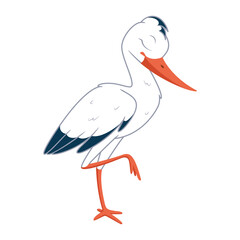 Obraz premium Stork sleeping on one leg. Cartoon vector illustration