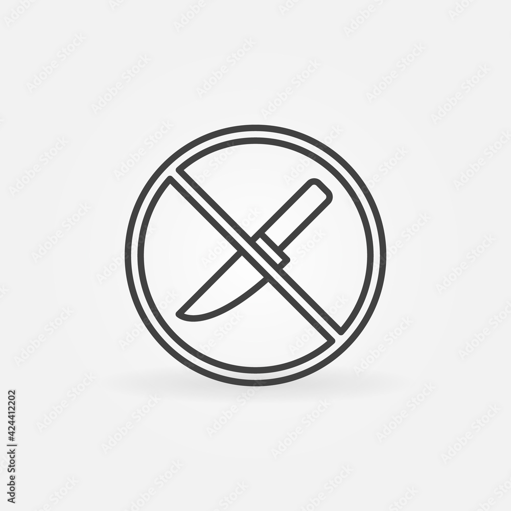 Poster do not use or open with knife outline vector concept icon