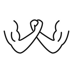 Arm wrestling handshake icon, outline style