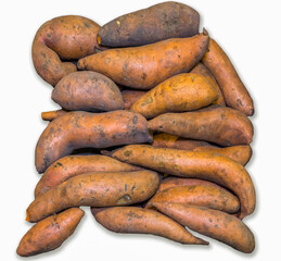 Isolated group of sweet potatoes