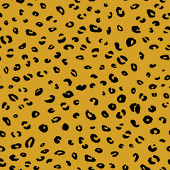 Abstract modern leopard seamless pattern. Animals trendy background. Yellow and black decorative vector stock illustration for print, card, postcard, fabric, textile. Modern ornament of stylized skin