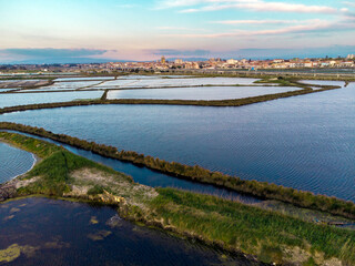 Aveiro city with there famous salt pans and water canals 