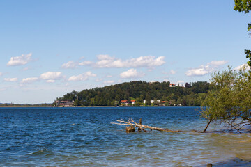 View of the lake and the lakeside of the Kochelsee in Bavaria