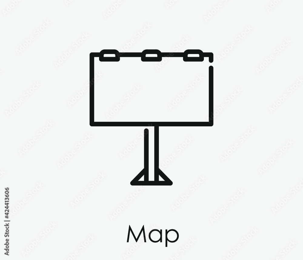Poster map vector icon. editable stroke. linear style sign for use on web design and mobile apps, logo. sym