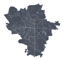 Halle, Saale map. Detailed map of Halle, Saale city poster with streets. Cityscape vector.