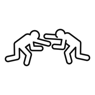 Greco-roman wrestling fight icon, outline style