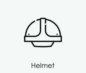 Helmet vector icon.  Editable stroke. Linear style sign for use on web design and mobile apps, logo. Symbol illustration. Pixel vector graphics - Vector