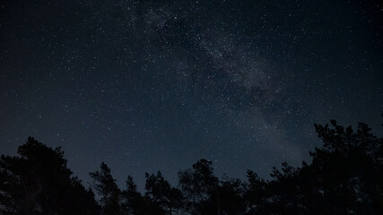 Beautiful night sky with Milky way. Landscape with stars.