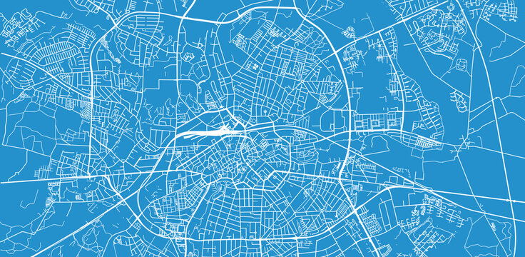 Urban vector city map of Odense, Denmark