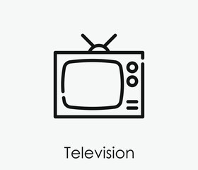 Television vector icon.  Editable stroke. Linear style sign for use on web design and mobile apps, logo. Symbol illustration. Pixel vector graphics - Vector