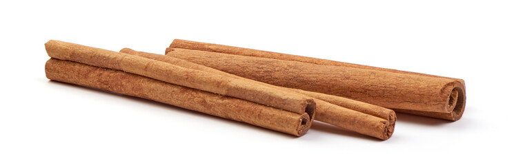Cinnamon sticks, close-up, isolated on white background