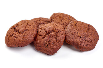Chocolate cookies, isolated on white background. High resolution image