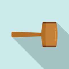 Wood hammer icon, flat style