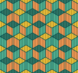 Japanese Colorful Cube Vector Seamless Pattern