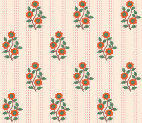Japanese Orange Bouquet Motif Vector Seamless Pattern