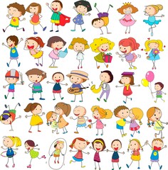 a collection of vector illustration of children playing