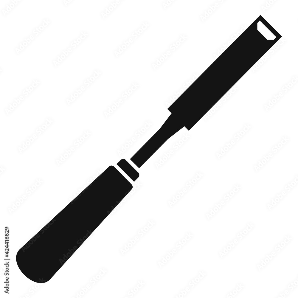 Poster carpenter chisel icon, simple style
