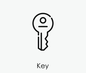 Key vector icon.  Editable stroke. Linear style sign for use on web design and mobile apps, logo. Symbol illustration. Pixel vector graphics - Vector