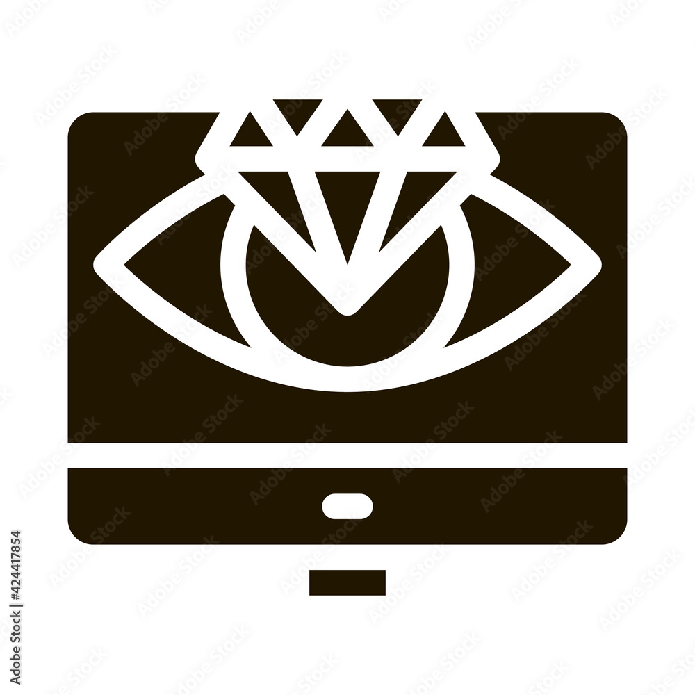 Poster diamond vision computer screen glyph icon vector. diamond vision computer screen sign. isolated symb