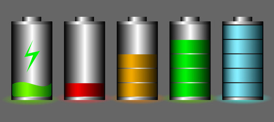 Discharged and fully charged battery smartphone - vector infographic. Isolated on white background