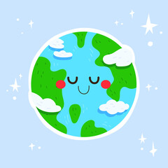 Earth day. Vector illustration of a cute Earth icon.